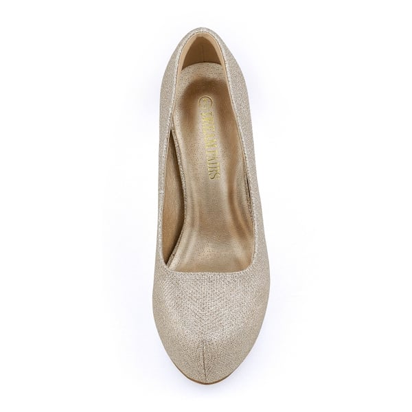 High Heel Stiletto Platform Pumps - GOLD GLITTER - 4